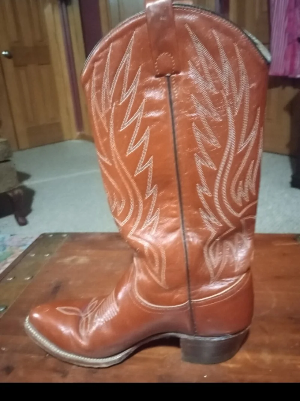 Vintage Ralph Lauren Brown Leather Western Cowboy Boots - Rare Find! Size 7